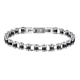 Black And Silver Stainless Steel Biker Chain Bracelet